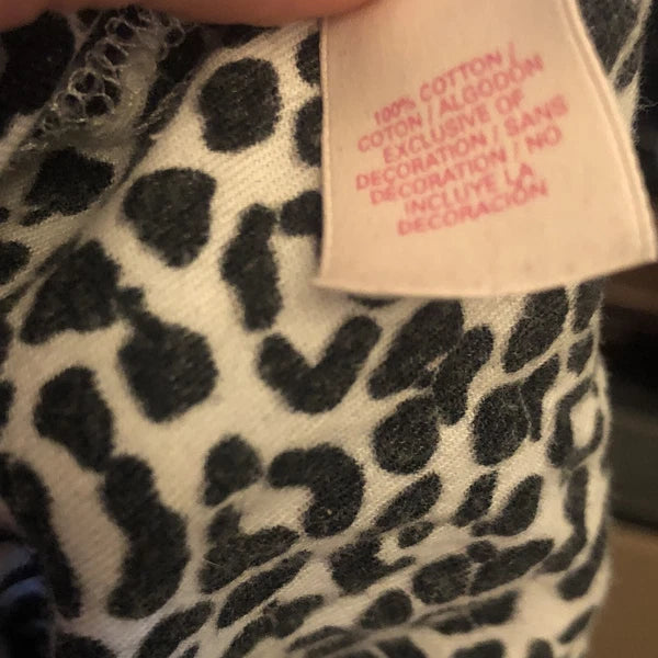 Victoria's Secret Women's 2 Piece Pajamas Leopard Print Black White Sz M.