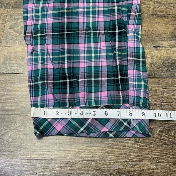 Victoria’s Secret PJ Set Thin Lightweight Flannel Plaid Green Pink Womens Large