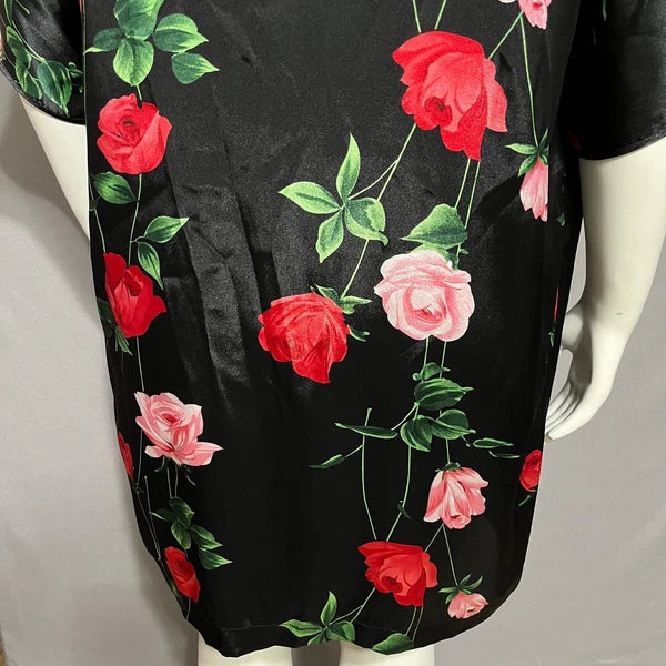 Secret Treasures Black Rose Floral 2 Pc Pajama Robe Set Sz-Medium