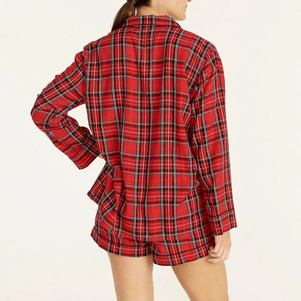 J Crew NWT $98 Flannel Pajama Short Set in Good Tidings Plaid | Sz S