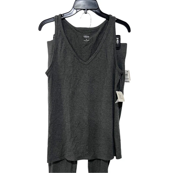 ALFANI WOMENS MEDIUM PAJAMAS MODAL LOUNGE SET TANK TOP & LEGGINGS GRAY NEW