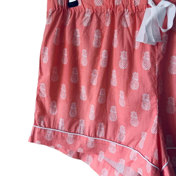 J.Crew Factory Size Med Cotton Pajama Shorts Set Pineapple Pattern Novelty Print