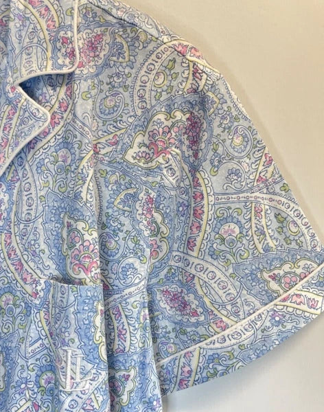 New RALPH LAUREN Paisley 2 Pc Short Sleeve Top & Capri Pants Pajama Set $78 3X