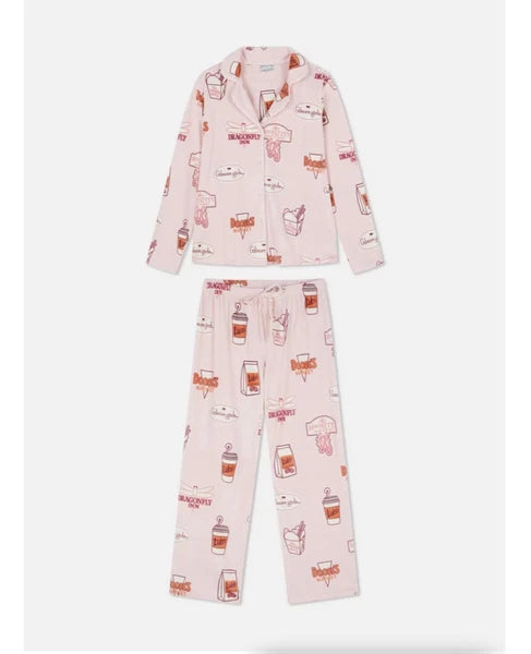 Primark Gilmore Girls Boyfriend Pyjama Set Women’s Size L 14/16 Pink Viral New