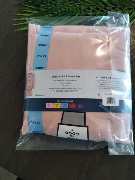Life is Good 2 Piece Lounge Set Coffee (Size Large 12-14) Pink/Peach, Pockets