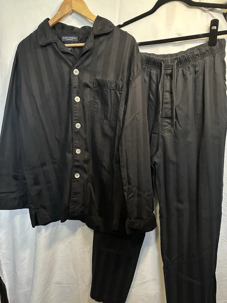 Daniel Cremieux 2 Piece Pajama Set Navy Blue Stripes Size M