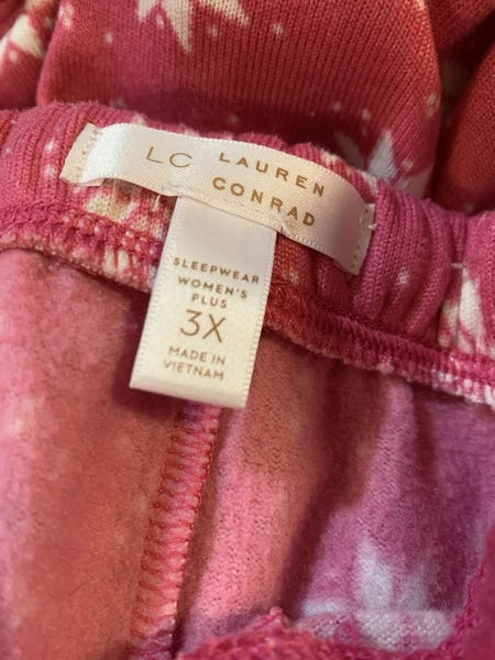 3X Hot Pink Snowflake Pajama Set Knit Brushed Fleece Loungewear Winter
