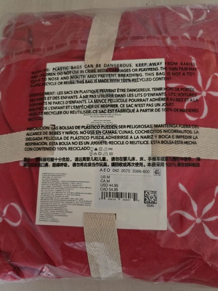 American Eagle Bow Plush PJ Pajama Set Women Medium Shirt & Shorts Red NWT
