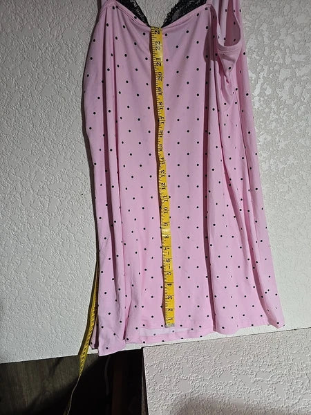 JOYSPUN  CHEMISE PINK  BLACK LACE TRIM ADJUSTABLE STRAP LITE WEIGHT SZ S 4-6