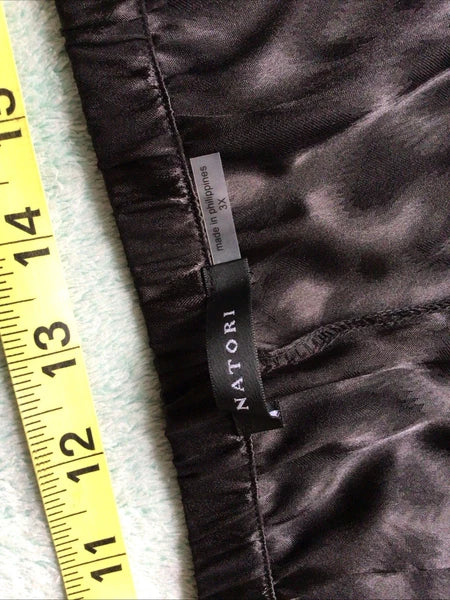 Natori Satin Pajamas Shirt Pants Black Animal Print Size 3XL Lounge Wear