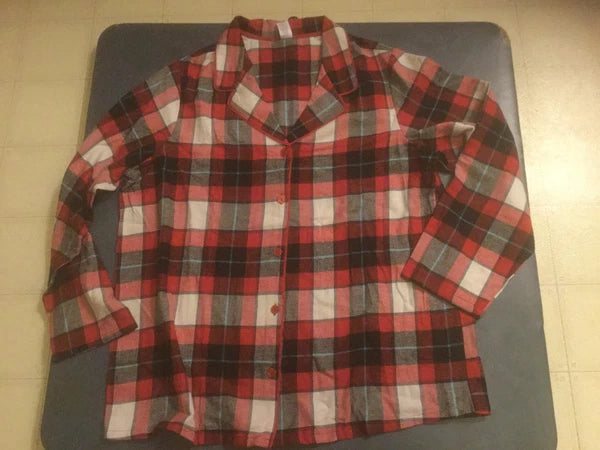Sleep Chic Women's Plus Size 1X Red Plaid Long Sleeve Sleep Set $48 NWT