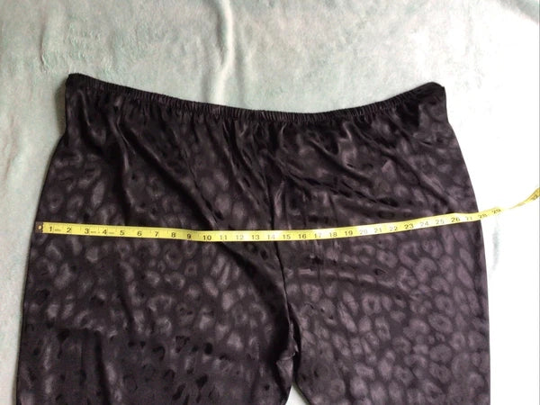 Natori Satin Pajamas Shirt Pants Black Animal Print Size 3XL Lounge Wear
