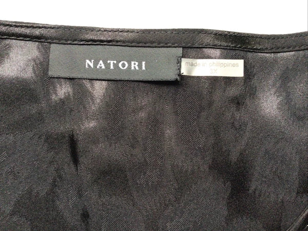 Natori Satin Pajamas Shirt Pants Black Animal Print Size 3XL Lounge Wear