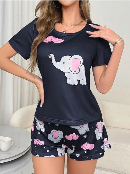 ELEPHANT Women's Ladies Pyjamas PJs Gift Novelty Slogan Size  8 10 12/14 16 navy