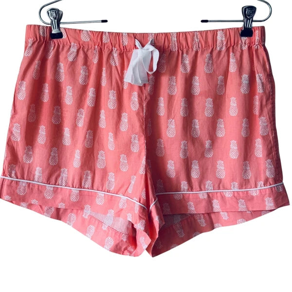J.Crew Factory Size Med Cotton Pajama Shorts Set Pineapple Pattern Novelty Print