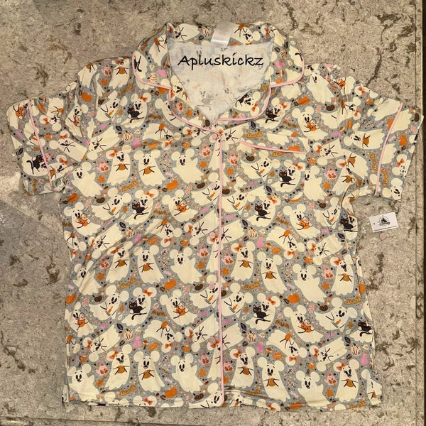 2025 Disney Parks Halloween Mickey Minnie Ghost Pajama Set Adult XL SUPER SOFT!