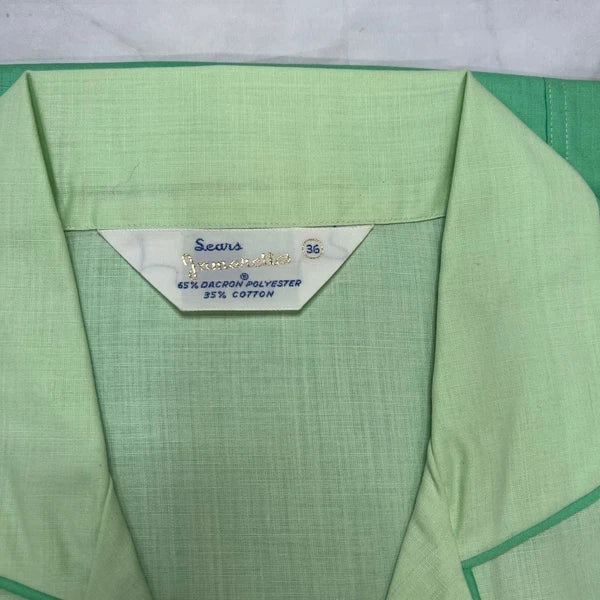 Vintage Sears Jamarettes Womens Pajamas Size 36 M Seafoam Green Piping New