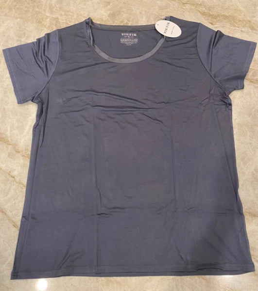 TIKTIK Pajamas Set Short Sleeve Capri Pant DarkGray-XL