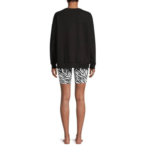 Secret Treasures Women's Long Sleeve Top & Bike Shorts Lounge Set Black XL(16-18