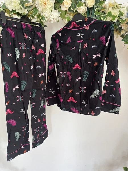 JOULES Sleeptight Light Pyjamas Womens PJS SET Size S & L Black Bugs NEW OZ63