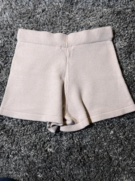Bluivy Loungewear Sweater & Short Pajama Set Women’s Medium Beige EUC