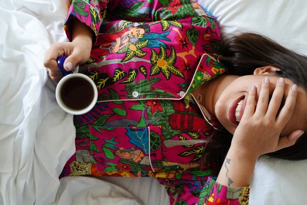 PINK FRIDA PRINT COTTON WOMEN PAJAMA SET SIZE L