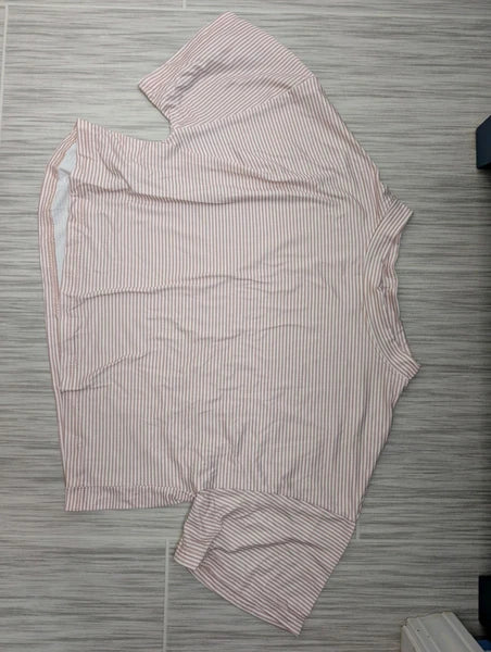 Viral TikTok Slit Pajama Set, Pink And White, Size Large