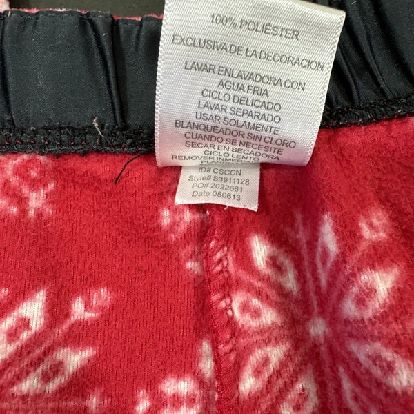 Anne Klein Holiday Pajama Pants Set Long Sleeve Button Up Red Fleece PJs Large
