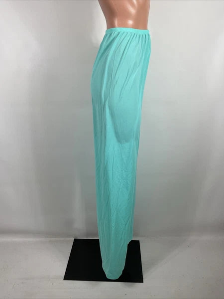 Miss Elaine Classics 2 Piece Teal Blue Nylon Pajama Set Women's Size L Silky