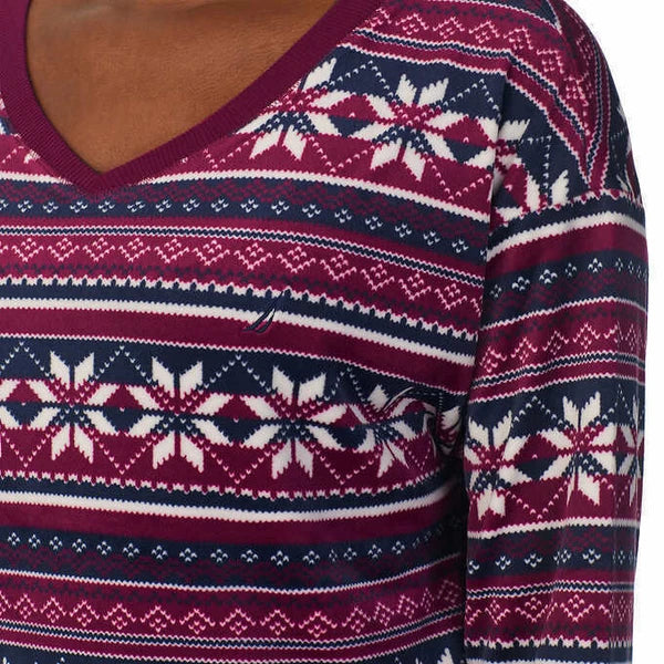 Nautica Women's 2 Piece Fleece Pajama Sleepwear Set SIZE S COLOR PURPLE