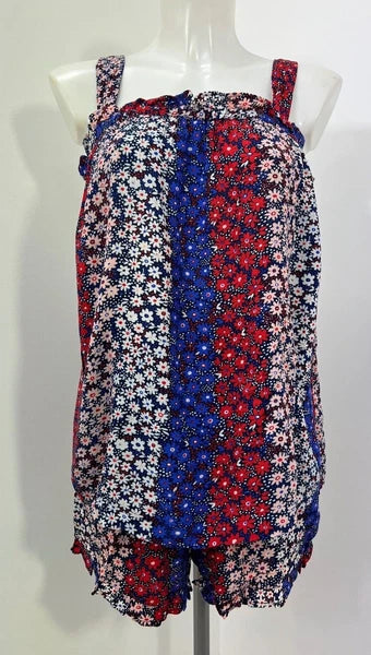 Ladies New Ex Chainstore Ditsy Print  Shorts & Top  PJs Set Size 8-22