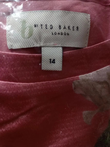 BNWT Ted Baker Womens Pink Floral Satin Jersey Mix Pyjamas Set Size 14