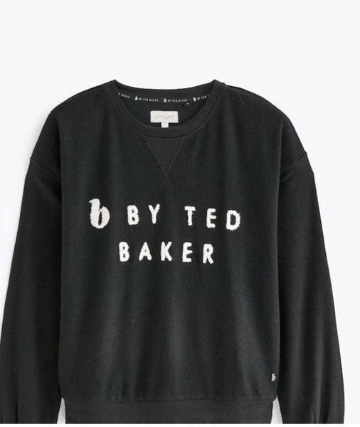 Ted Baker Size 16 Womens Black Waffle Pyjamas Joggers Loungewear Set BNWT