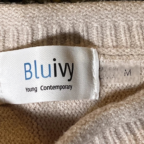 Bluivy Loungewear Sweater & Short Pajama Set Women’s Medium Beige EUC