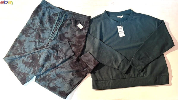Jenni intimates Womans Pajama Set Size Small Green Knit Adjustable Waist NWT