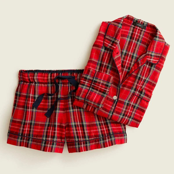 J Crew NWT $98 Flannel Pajama Short Set in Good Tidings Plaid | Sz S