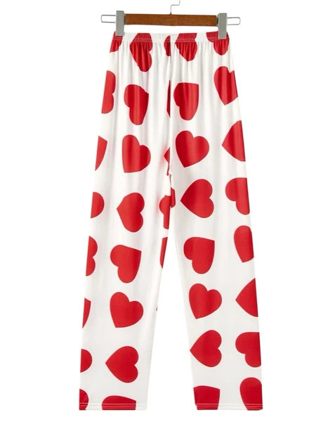 NWT Women’s Nightwear Pajama Set Red & White Hearts Size Medium