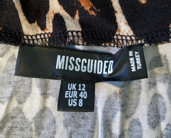 missguided NWT Women’s leopard shirt Short pajama set size 8 Black s3