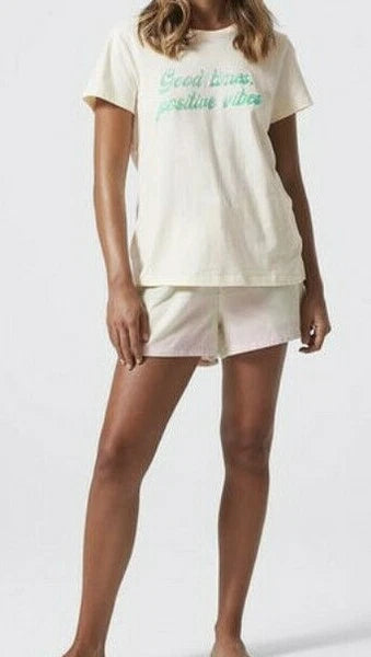Ladies size L size 14 GOOD TIMES POSTIVE VIBES summer pyjamas Lily Loves NEW 243