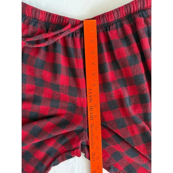 LL Bean Pajamas Womens Medium Red Black Scotch Plaid Flannel Rob Roy Set Holiday