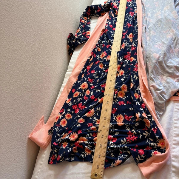Lands' End XXS Tall ~ Navy Pink Floral Pajama Cooling 3 Piece Set -PR-NWOT *Read