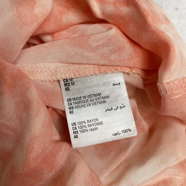 Alfani 2pc Sleep Set Womens Medium V-Neck & Shorts Orange Tie-Dye