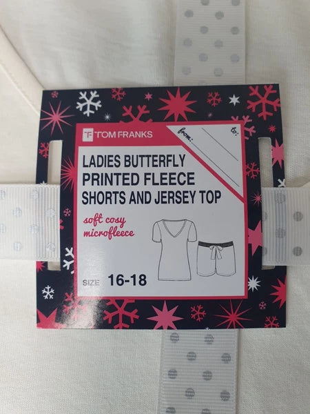 TOM FRANKS Ladies Butterfly Printed Fleece Shorts and Jersey Top Gift Set