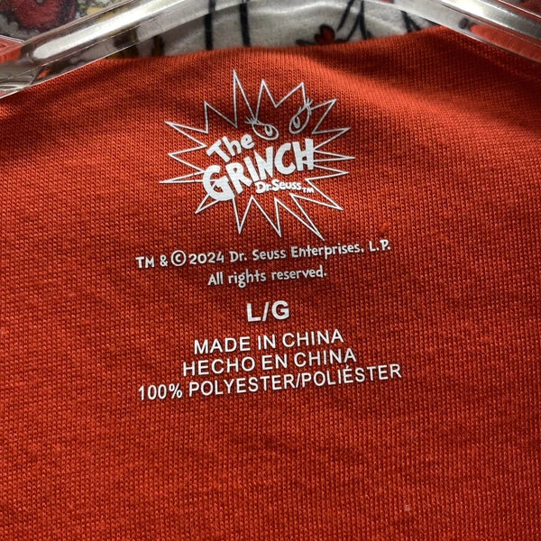 The Grinch Dr. Seuss Flannel Christmas Pajama Set Adult L Top and Bottom