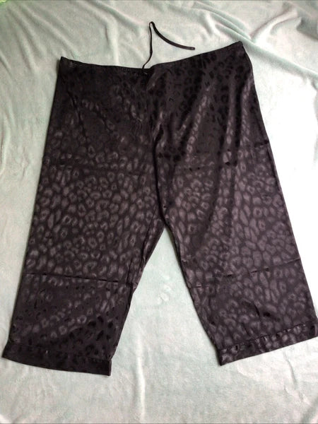 Natori Satin Pajamas Shirt Pants Black Animal Print Size 3XL Lounge Wear