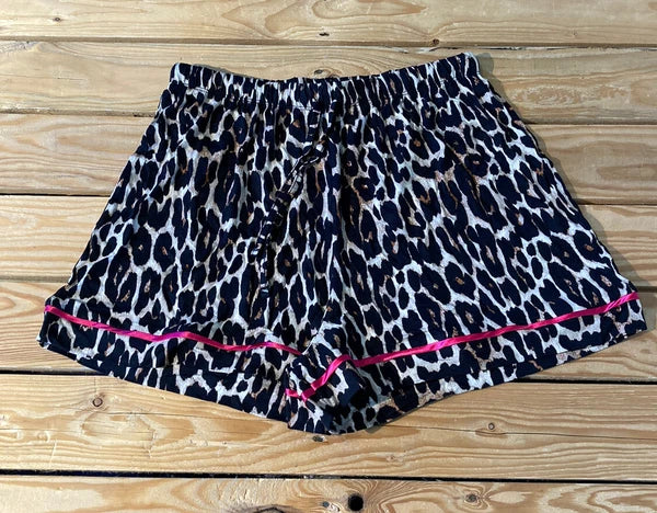 missguided NWT Women’s leopard shirt Short pajama set size 8 Black s3