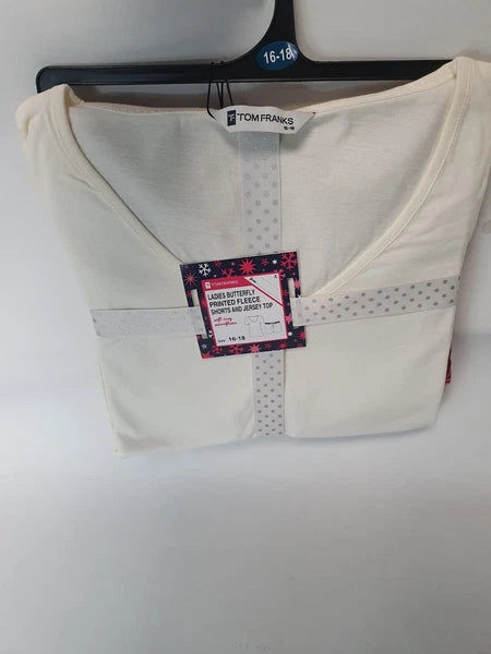 TOM FRANKS Ladies Butterfly Printed Fleece Shorts and Jersey Top Gift Set