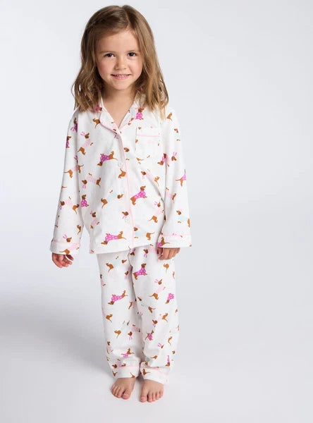 Boux Avenue Pyjama Set Girls Dog Fleece Kids Long Sleeve Nightwear PJ with Bag