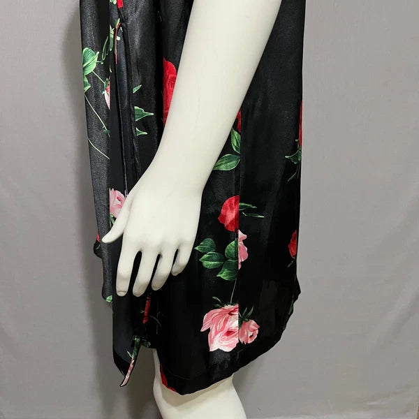 Secret Treasures Black Rose Floral 2 Pc Pajama Robe Set Sz-Medium