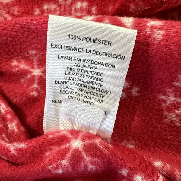 Anne Klein Holiday Pajama Pants Set Long Sleeve Button Up Red Fleece PJs Large